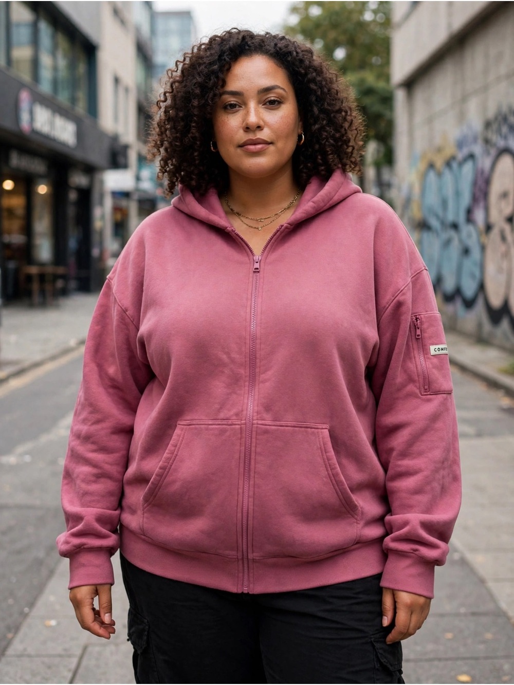 Comfrt Travel Essentials Full Zip Hoodie Dusty Rose/Mauve 3 XL CloudTouch Fleece